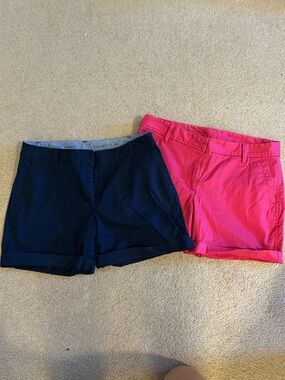 Talbots Women’s Chino Shorts in Navy and Hot Pink - Set of 2